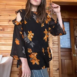 Sheer Floral Blouse